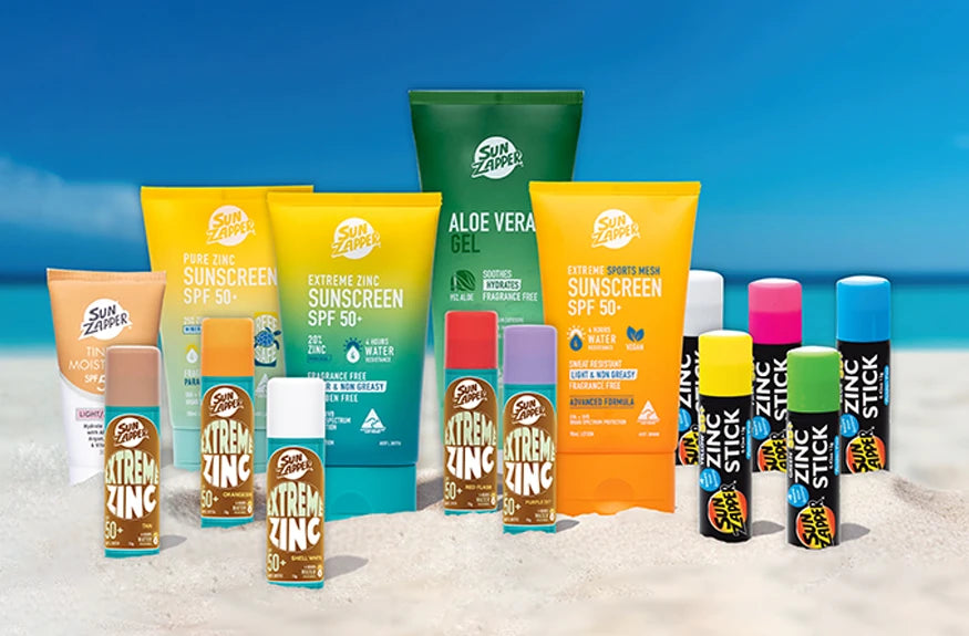 home introduction Sun Zapper zinc sticks sunscreen lotions, Dunedin New Zealand
