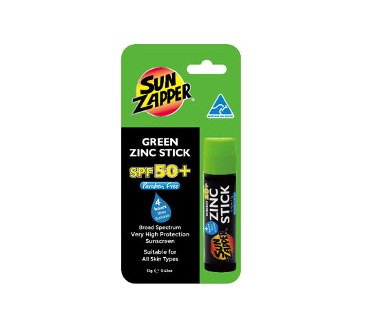 Sun Zapper Zinc Stick Green Packaged