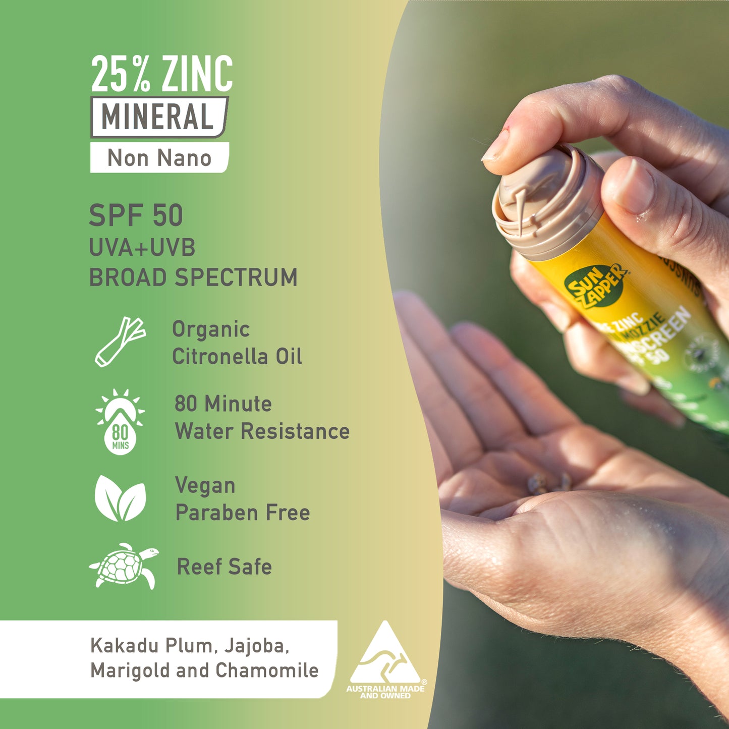 NEW - Pure Zinc Anti Mozzie Sunscreen 100g SPF 50 - Air Pump Tube