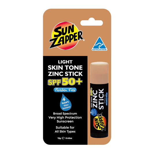 Sun Zapper Zinc Stick Light Skin Tone Packaged